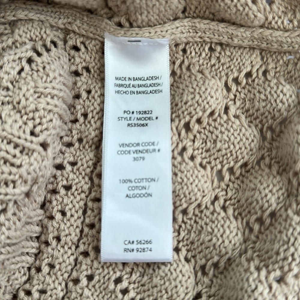 Splendid Beige Knit Short Sleeve Sweater size Large - Picture 6 of 7